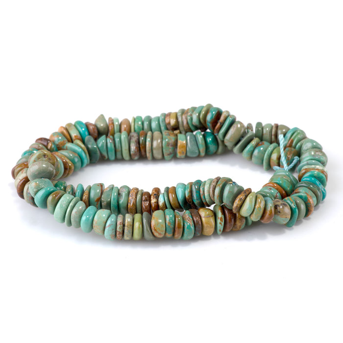 Hubei Turquoise 8-9mm Blue-Green Irregular Disc Bead - 15-16 Inch