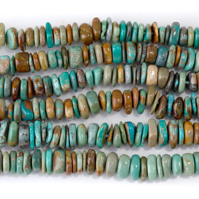 Hubei Turquoise 8-9mm Blue-Green Irregular Disc Bead - 15-16 Inch