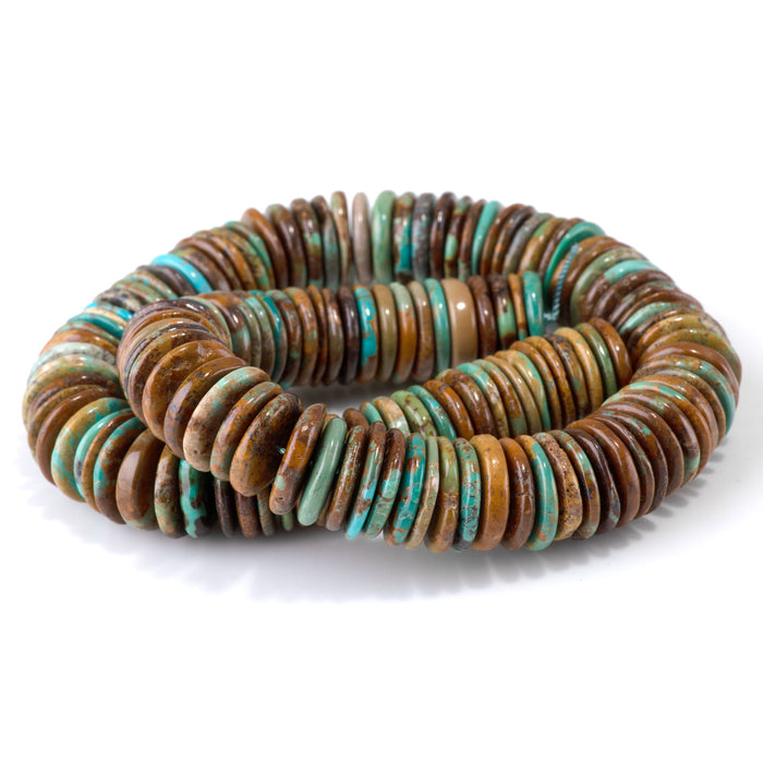 Hubei Turquoise 16-20mm Blue-Green Irregular Disc Bead - 15-16 Inch
