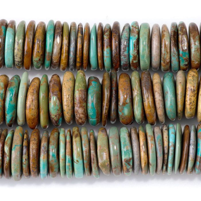 Hubei Turquoise 16-20mm Blue-Green Irregular Disc Bead - 15-16 Inch