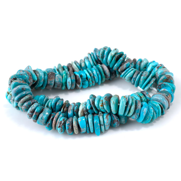 Hubei Turquoise 9-11mm Blue Irregular Disc Bead - 15-16 Inch