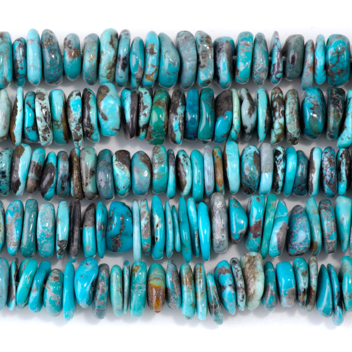 Hubei Turquoise 9-11mm Blue Irregular Disc Bead - 15-16 Inch