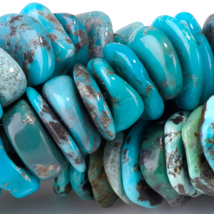 Hubei Turquoise 9-11mm Blue Irregular Disc Bead - 15-16 Inch