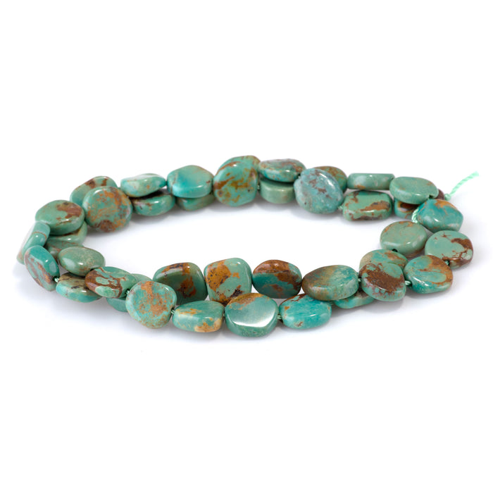 Hubei Turquoise 9-10mm Green Irregular Coin Bead - 15-16 Inch