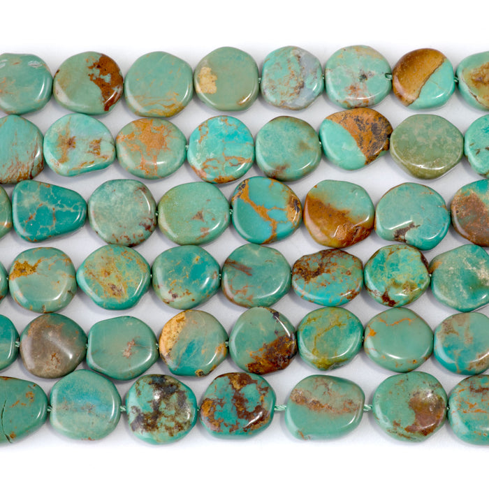 Hubei Turquoise 9-10mm Green Irregular Coin Bead - 15-16 Inch