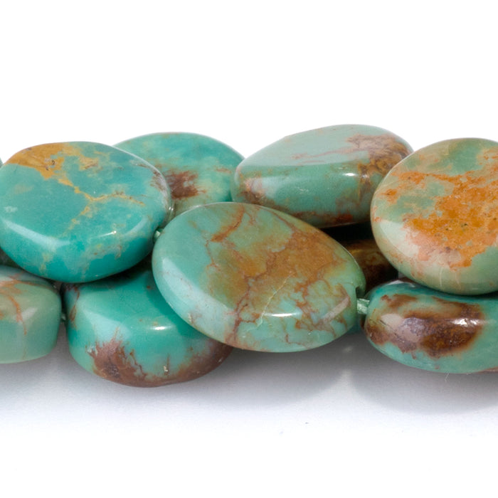 Hubei Turquoise 9-10mm Green Irregular Coin Bead - 15-16 Inch
