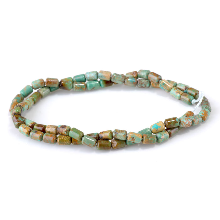 Hubei Turquoise 4x6mm Green Barrel Bead - 15-16 Inch