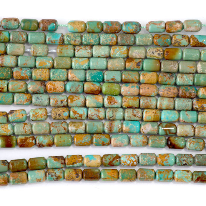 Hubei Turquoise 4x6mm Green Barrel Bead - 15-16 Inch