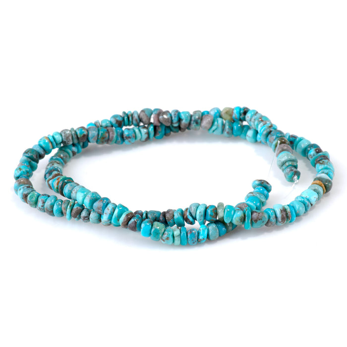 Hubei Turquoise 5-7mm Blue Free Form Rondelle Beads - 15-16 Inch