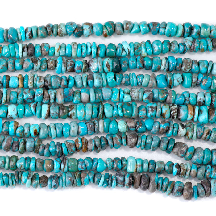 Hubei Turquoise 5-7mm Blue Free Form Rondelle Beads - 15-16 Inch