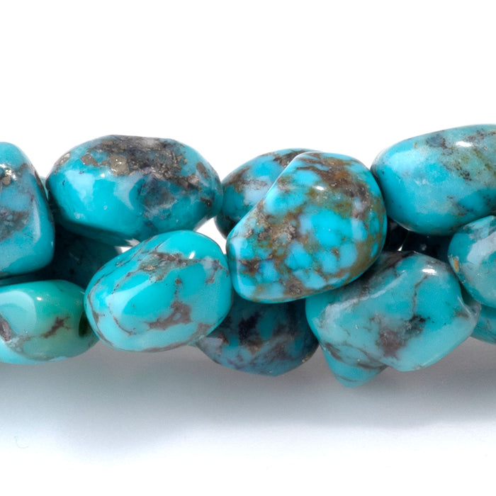 Hubei Turquoise 5-7x7-10mm Blue-Green Pebble Beads - 15-16 Inch