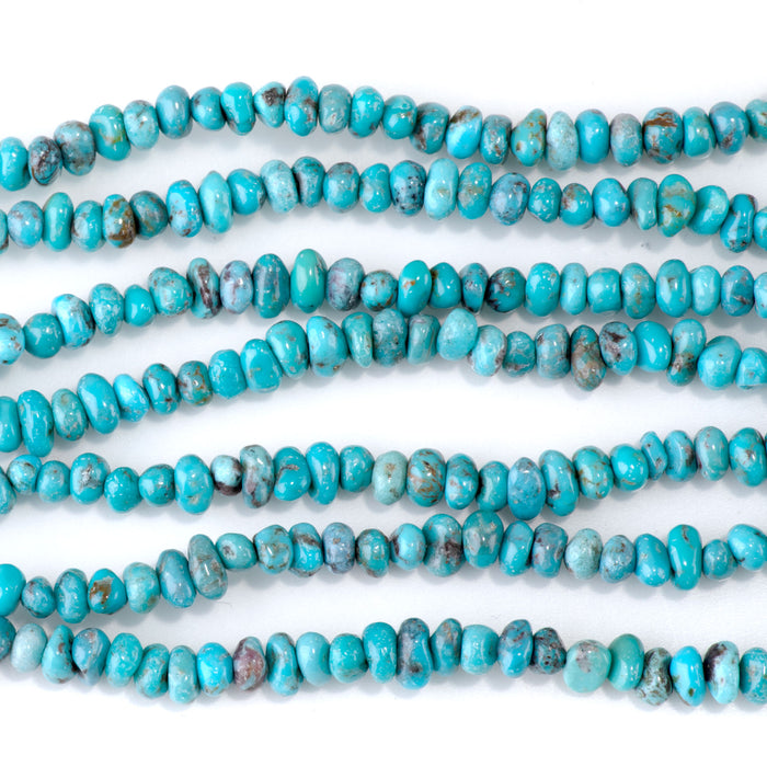 Hubei Turquoise 5-6mm Blue Pebble Beads - 15-16 Inch