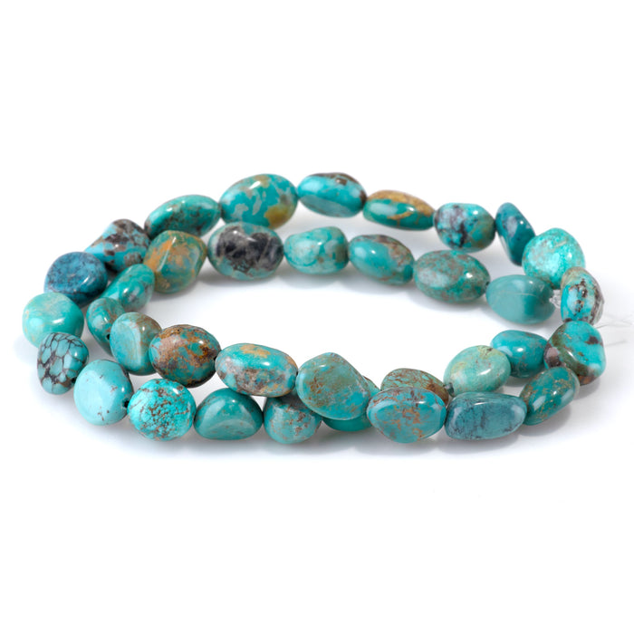 Hubei Turquoise 8-11x10-12mm Nugget Beads - 15-16 Inch - 68404