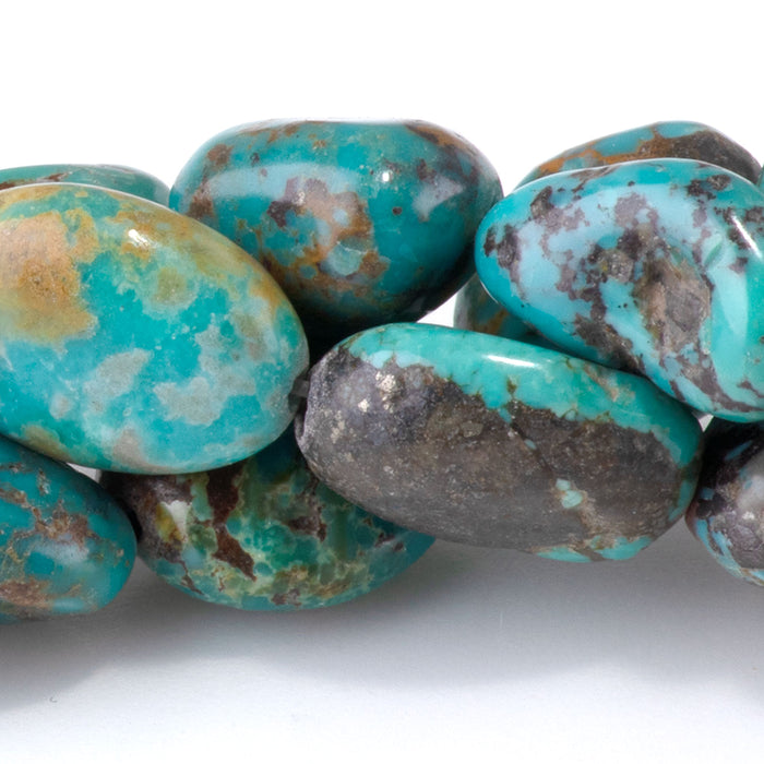 Hubei Turquoise 8-11x10-12mm Nugget Beads - 15-16 Inch - 68404