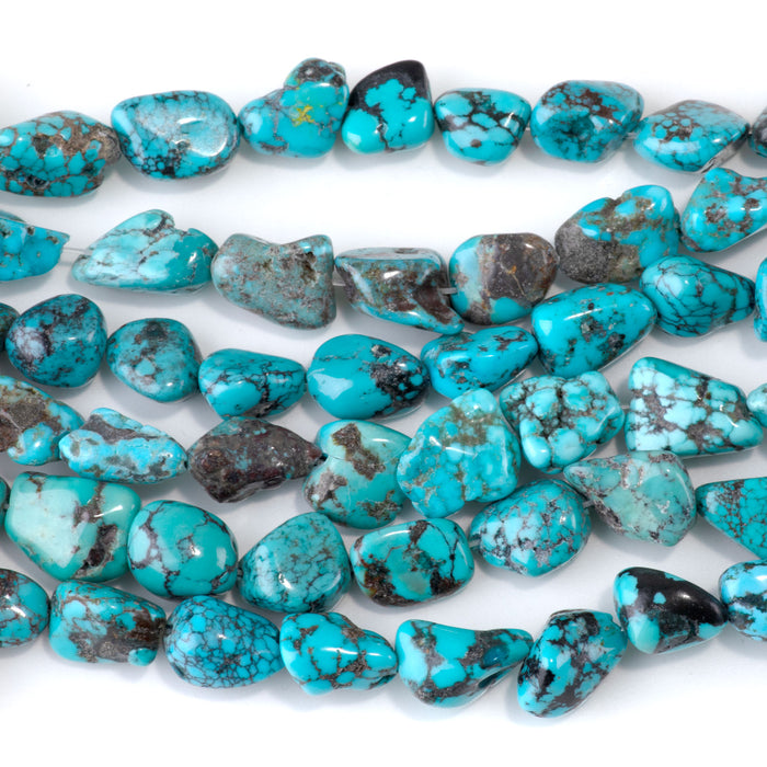 Hubei Turquoise 7-11x11-15mm Nugget Beads - 15-16 Inch - 68405