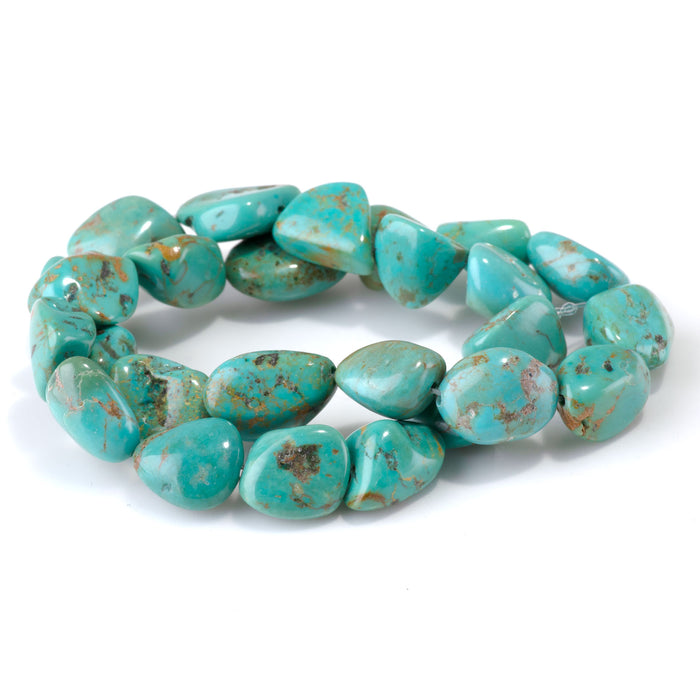 Hubei Turquoise 10-13x12-19mm Green Nugget Beads - 15-16 Inch - 68408