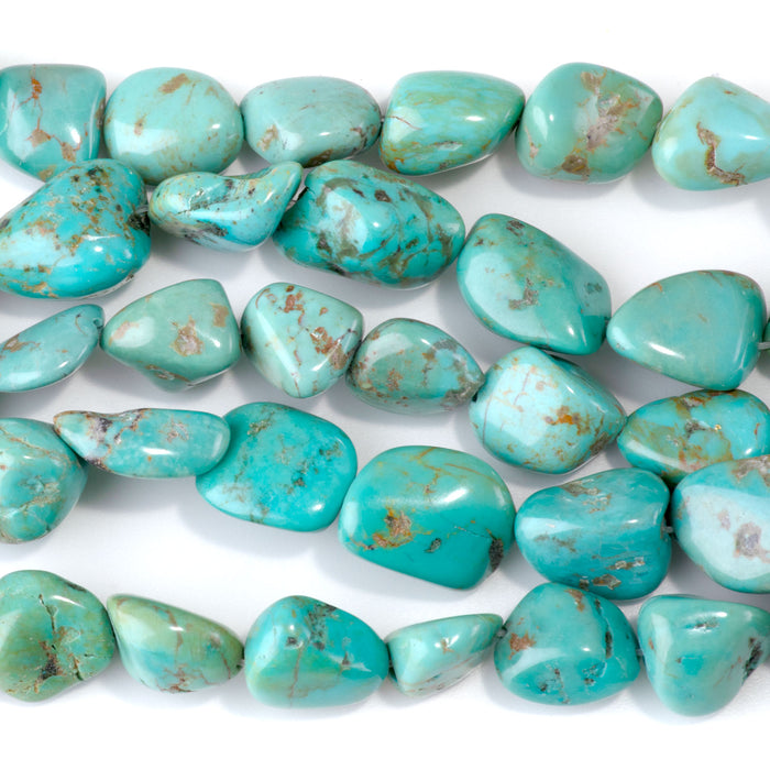 Hubei Turquoise 10-13x12-19mm Green Nugget Beads - 15-16 Inch - 68408