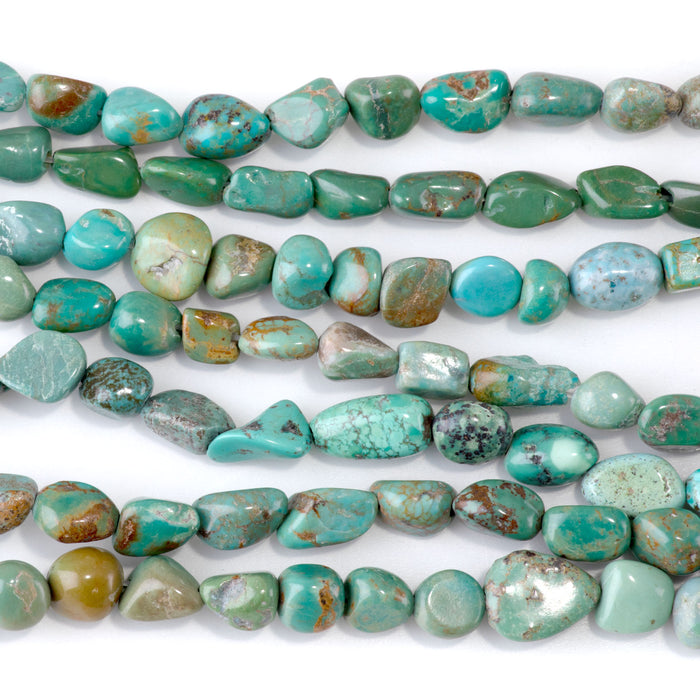 Hubei Turquoise 4-7x5-9mm Green Pebble Beads - 15-16 Inch - 68409