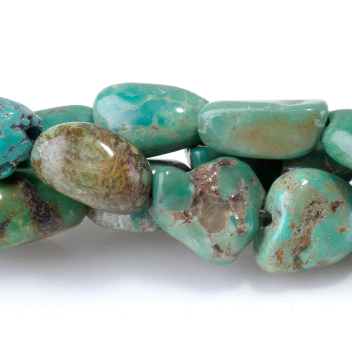 Hubei Turquoise 4-7x5-9mm Green Pebble Beads - 15-16 Inch - 68409