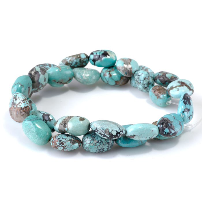 Hubei Turquoise 9-14x11-15mm Light Blue Nugget Beads - 15-16 Inch - 68410