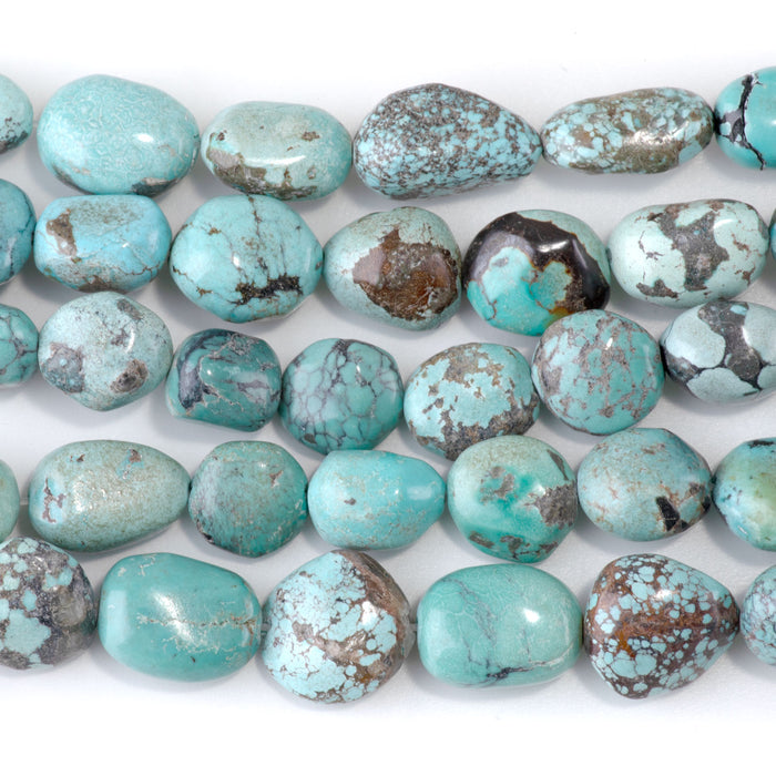 Hubei Turquoise 9-14x11-15mm Light Blue Nugget Beads - 15-16 Inch - 68410