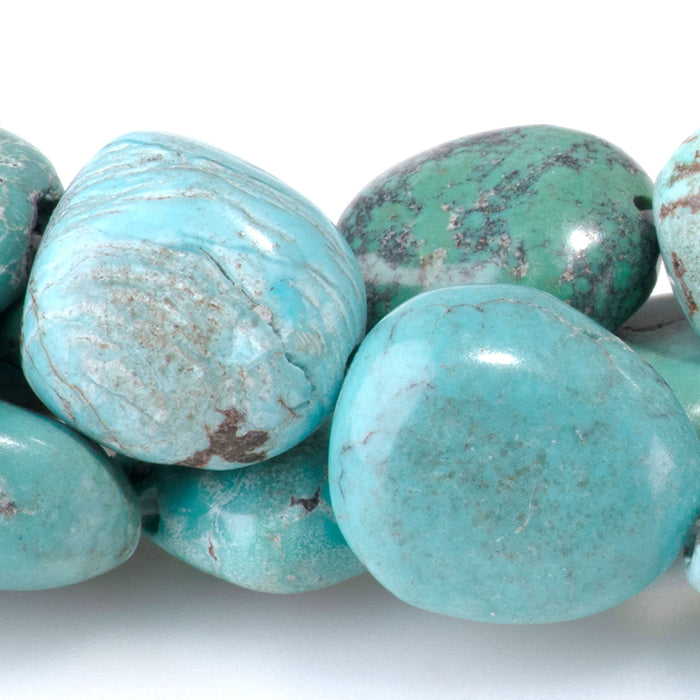 Hubei Turquoise 9-14x11-15mm Light Blue Nugget Beads - 15-16 Inch - 68410