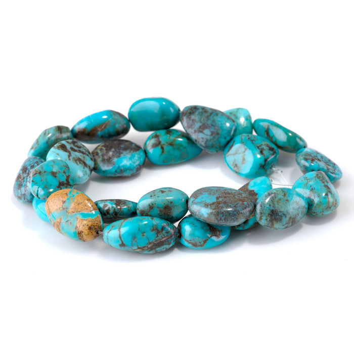 Hubei Turquoise 12-17x14-21mm Blue Nugget Beads - 15-16 Inch - 68412