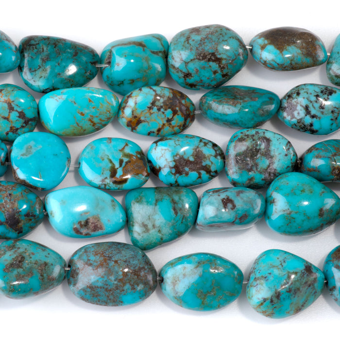Hubei Turquoise 12-17x14-21mm Blue Nugget Beads - 15-16 Inch - 68412