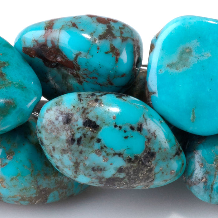 Hubei Turquoise 12-17x14-21mm Blue Nugget Beads - 15-16 Inch - 68412