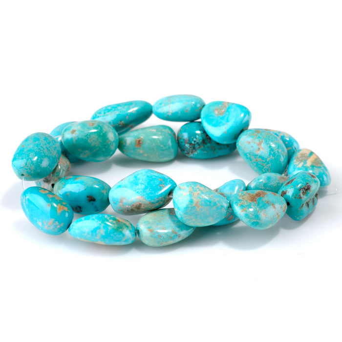 Hubei Turquoise 10-12x14-19mm Light Blue Nugget Beads - 15-16 Inch - 68413