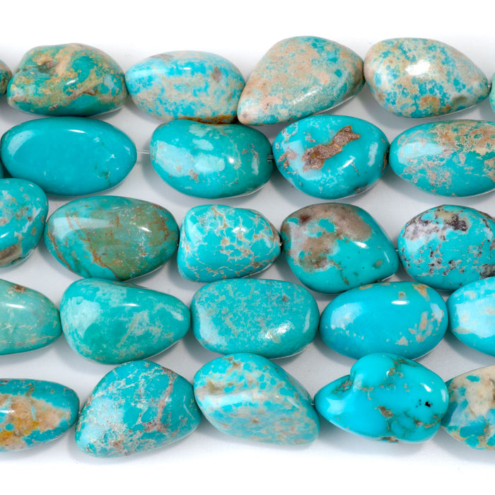 Hubei Turquoise 10-12x14-19mm Light Blue Nugget Beads - 15-16 Inch - 68413