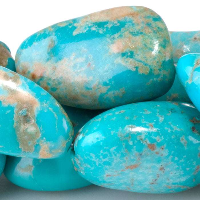 Hubei Turquoise 10-12x14-19mm Light Blue Nugget Beads - 15-16 Inch - 68413