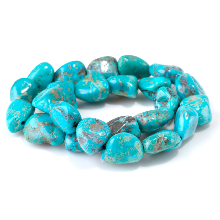 Hubei Turquoise 10-15x16-22mm Blue Nugget Beads - 15-16 Inch - 68414