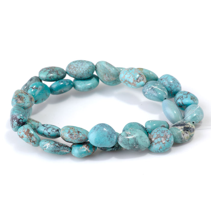 Hubei Turquoise 6-10x9-15mm Light Blue Nugget Beads - 15-16 Inch - 68417