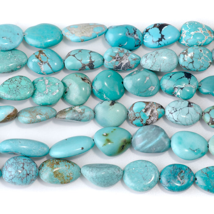 Hubei Turquoise 6-10x9-15mm Light Blue Nugget Beads - 15-16 Inch - 68417