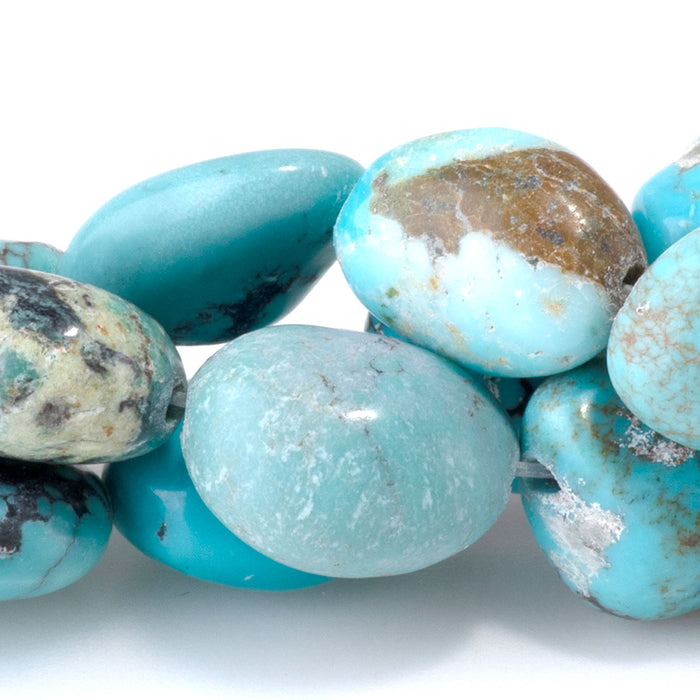 Hubei Turquoise 6-10x9-15mm Light Blue Nugget Beads - 15-16 Inch - 68417