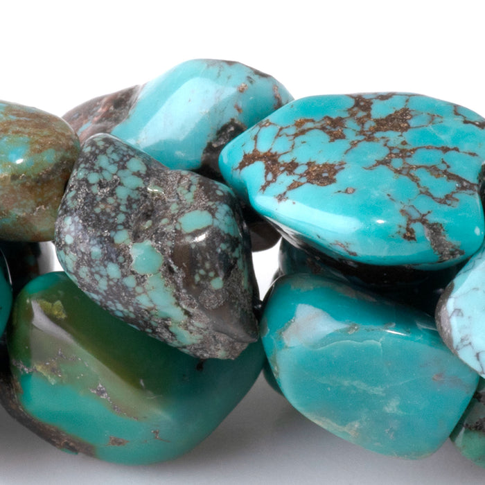 Hubei Turquoise 9-12x10-15mm Blue-Green Nugget Beads - 15-16 Inch - 68418