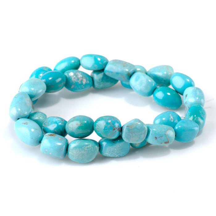Hubei Turquoise 7-11x10-13mm Light Blue Nugget Beads - 15-16 Inch - 68419