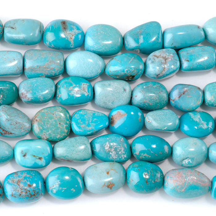 Hubei Turquoise 7-11x10-13mm Light Blue Nugget Beads - 15-16 Inch - 68419