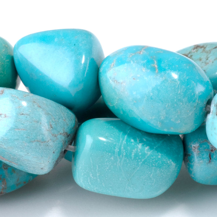 Hubei Turquoise 7-11x10-13mm Light Blue Nugget Beads - 15-16 Inch - 68419
