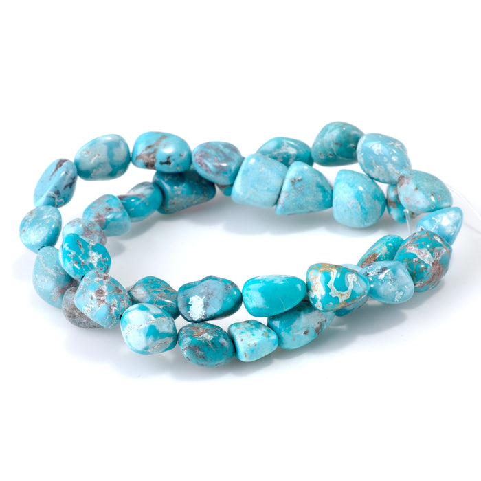 Hubei Turquoise 11-14x9-15mm Light Blue Nugget Beads - 15-16 Inch - 68420