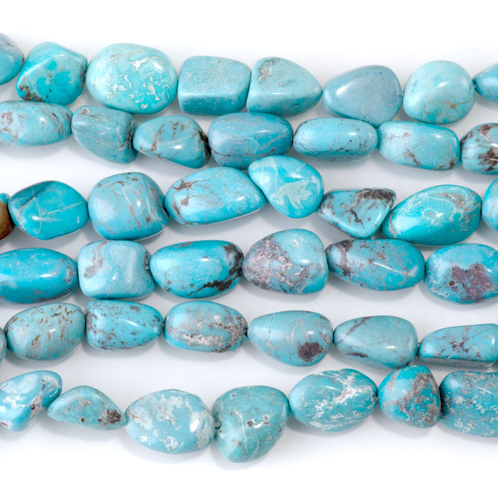 Hubei Turquoise 11-14x9-15mm Light Blue Nugget Beads - 15-16 Inch - 68420