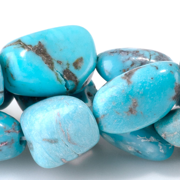 Hubei Turquoise 11-14x9-15mm Light Blue Nugget Beads - 15-16 Inch - 68420