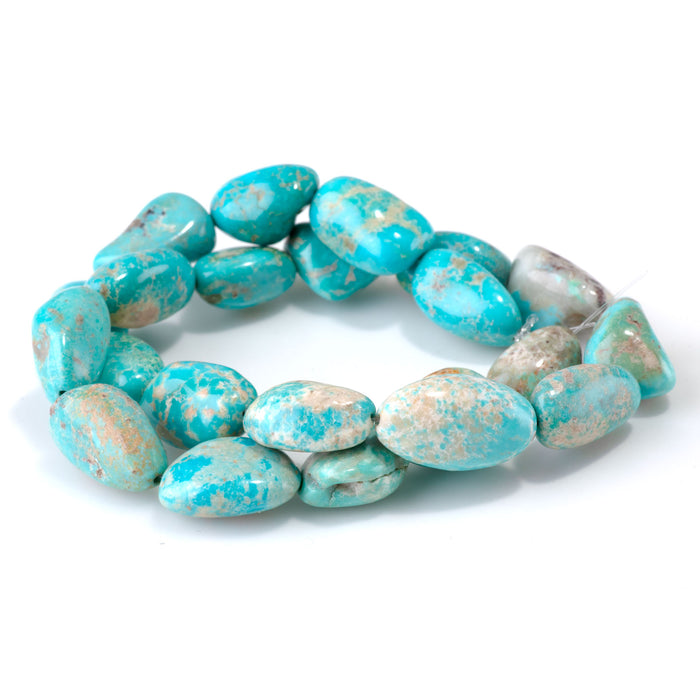 Hubei Turquoise 10-13x14-19mm Light Blue Nugget Beads - 15-16 Inch - 68421