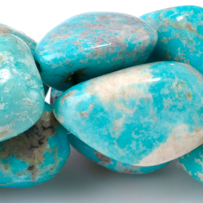Hubei Turquoise 10-13x14-19mm Light Blue Nugget Beads - 15-16 Inch - 68421