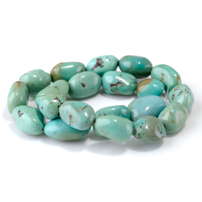 Hubei Turquoise 12-18x16-22mm Light Blue-Green Nugget Beads - 15-16 Inch - 68422