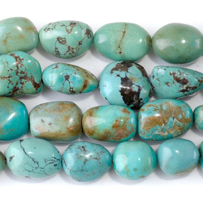 Hubei Turquoise 12-18x16-22mm Light Blue-Green Nugget Beads - 15-16 Inch - 68422