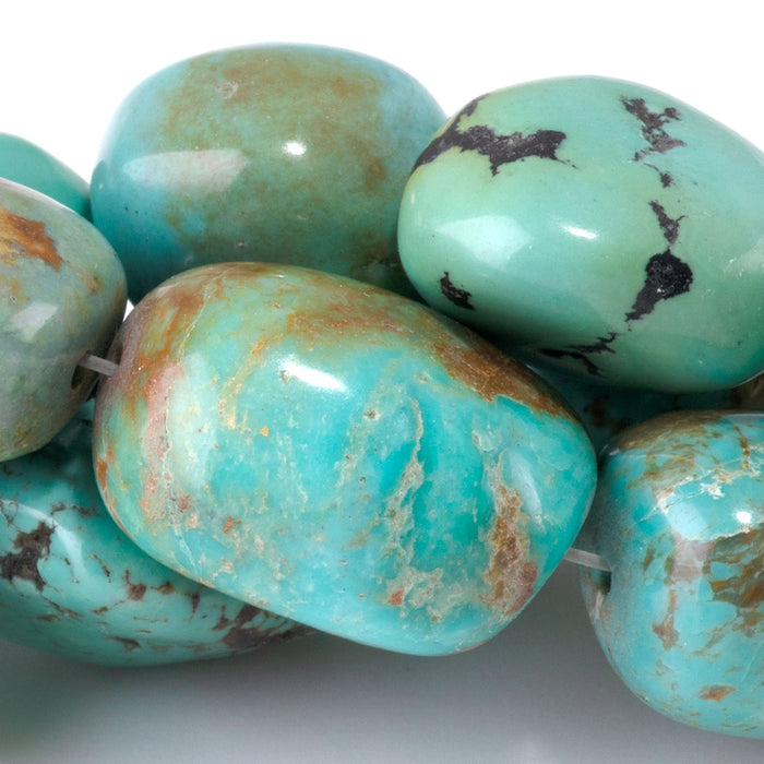 Hubei Turquoise 12-18x16-22mm Light Blue-Green Nugget Beads - 15-16 Inch - 68422