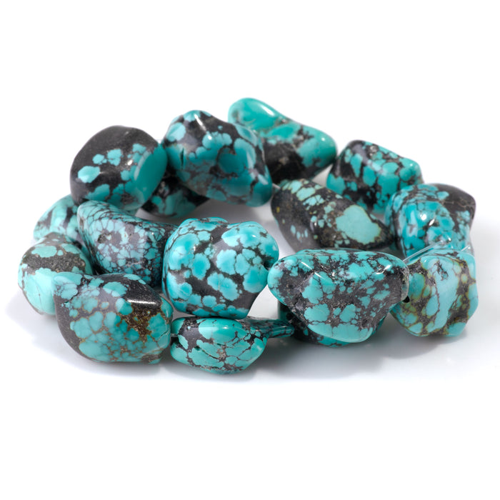Hubei Turquoise 15-18x18-40mm Blue-Green Nugget Beads - 15-16 Inch - 68423