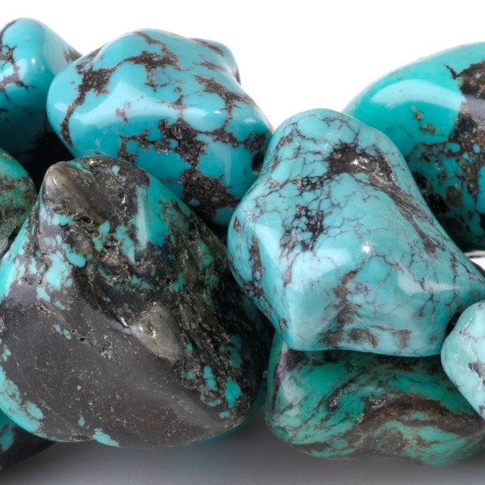 Hubei Turquoise 15-18x18-40mm Blue-Green Nugget Beads - 15-16 Inch - 68423